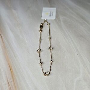 NWT Kendra Scott Davie 18k Gold Vermeil Trio Delicate Bracelet in White Sapphire